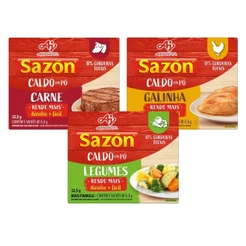 Kit Caldo em Pó SAZÓN® Carne, Galinha e Legumes - 0% Gordura - Ideal para Sopas e Risotos