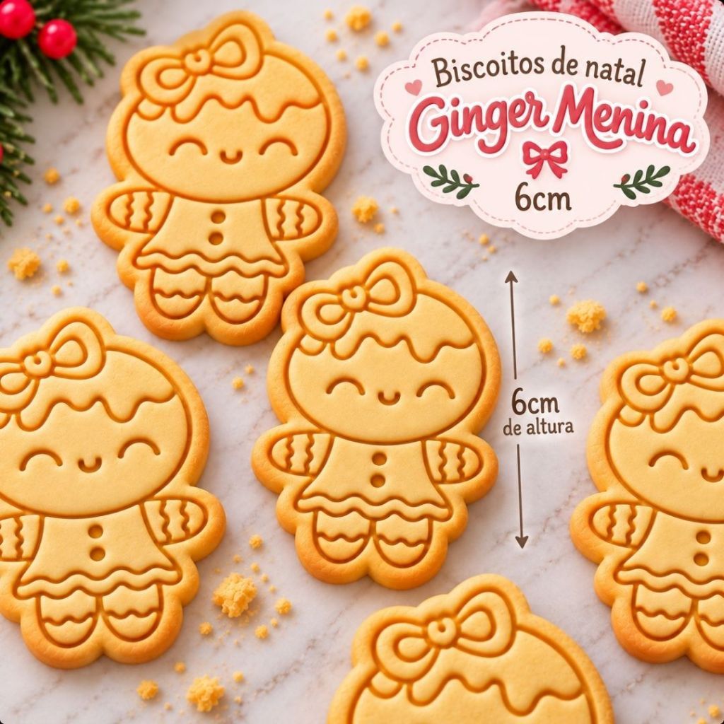 Cortador + Carimbo Para Biscoito Natal Ginger Menina