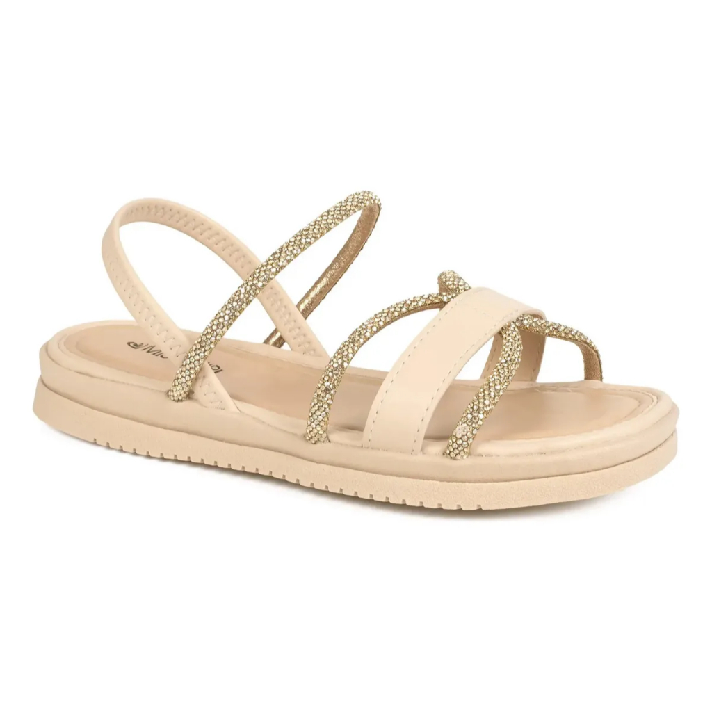 Sandália Papete Mississipi Flatform Mf032 Casual com Strass Confortavel Feminino