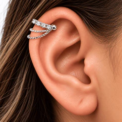 ✨Piercing Corrente Tripla com Haste para Hélix e Cartilagem – Aço Antialérgico (ONP1122)💎