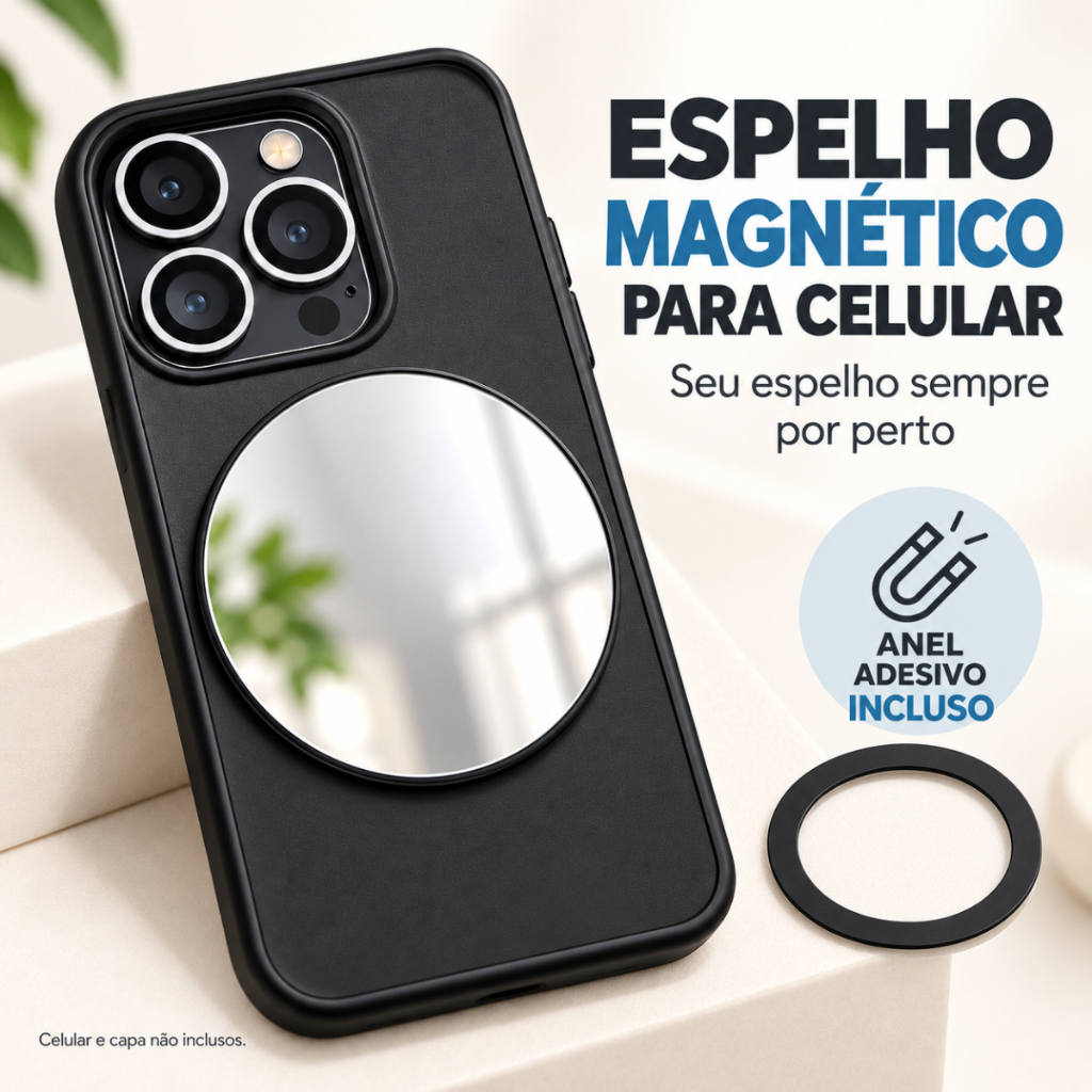 Espelho Magnético Hd para selfies e blog modelo universal para smartphone foto e video