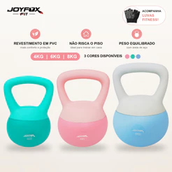 Kettlebell 4KG 6KG 8KG Emborrachado PVC Flexível Areia de Aço Yoga Definição Corporal Treino Várias Opções Peso JOYFOX
