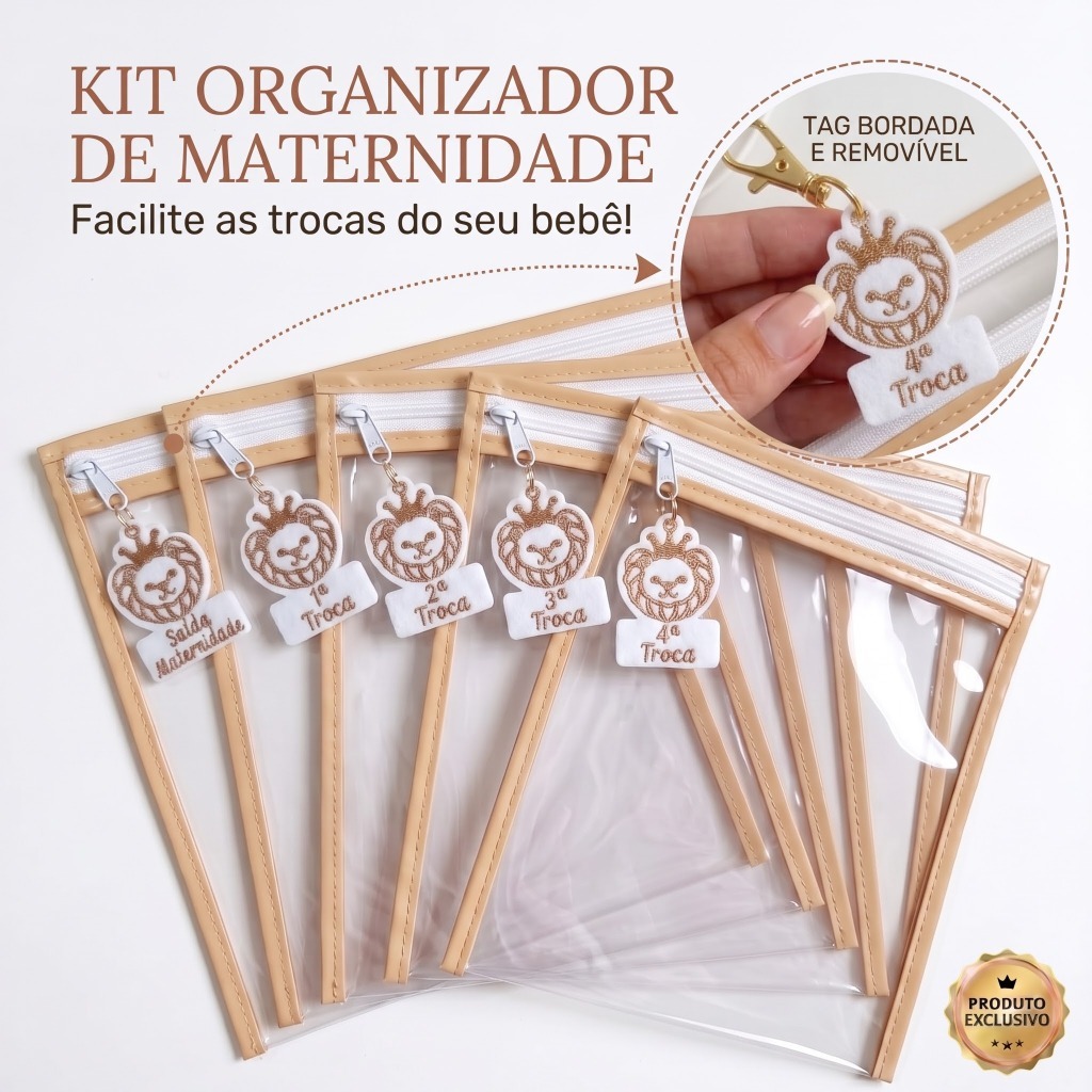 Kit 5 Saquinhos Maternidade Organizador Bebê Com Tag Identificação