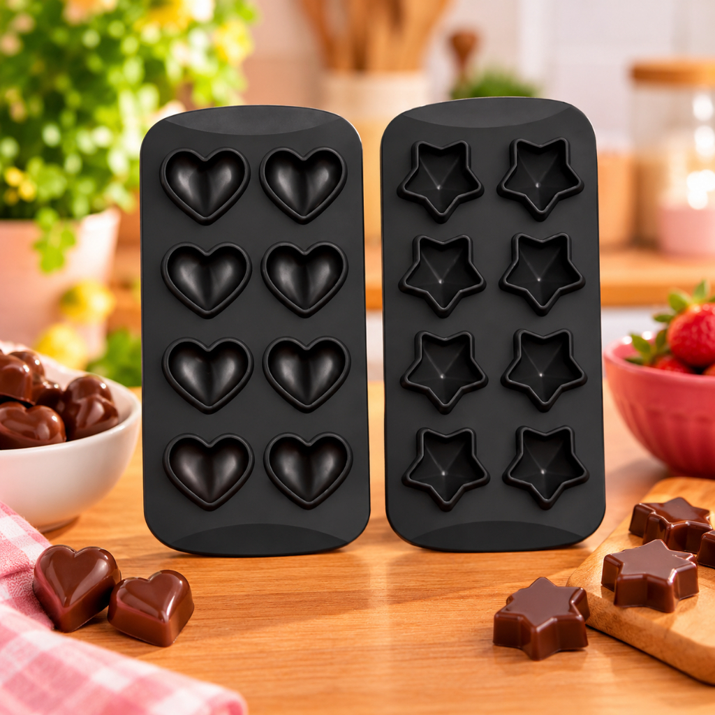 Molde de Silicone Para Bombom, Doces, Bala de Gelatina, Gelo, Sabonetes Forma de Silicone Coração e Estrela