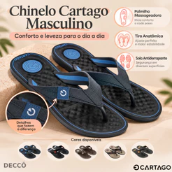 Chinelo de Dedo Cartago Modelo Arizona Casual Masculino Palmilha Massageadora Ultra Confortável