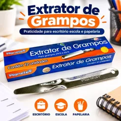 Extrator de Grampos Metálico Planet Removedor de Grampos 24/6 e 26/6 para Papel Escritório Escola Papelaria Material