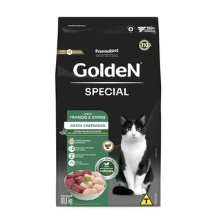 Ração Golden Special Gatos Castrados Frango e Carne 10.1Kg