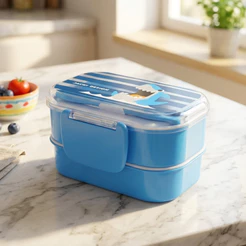 Pote Para Lanche Infantil 2 Andares 400ml Jacki Design Com Talheres BPA Free