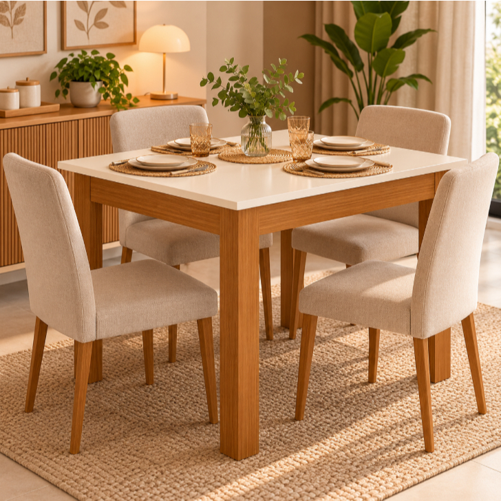 Mesa de Jantar 4 Lugares Retangular Bellagio Poliman