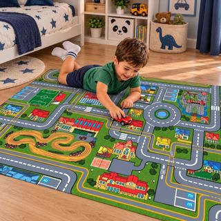 Tapete Atividades Infantil Criança Grande Pista Corrida Carrinho Grande 150x100cm 1,5x1m Menino Hot