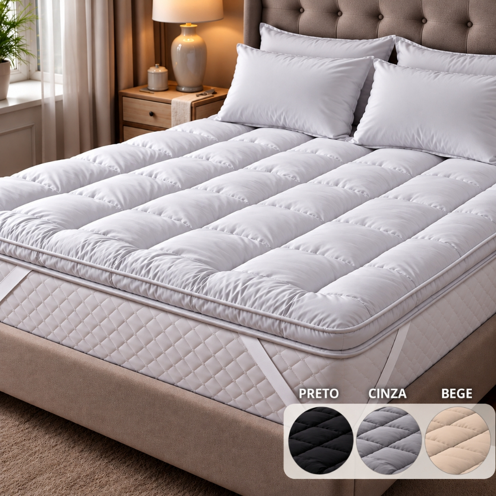 Protetor de Colchão Pillow Top Solteiro, Casal Padrão, Queen Micro Percal 400 Fios - Conforto Superior Maciez Premium