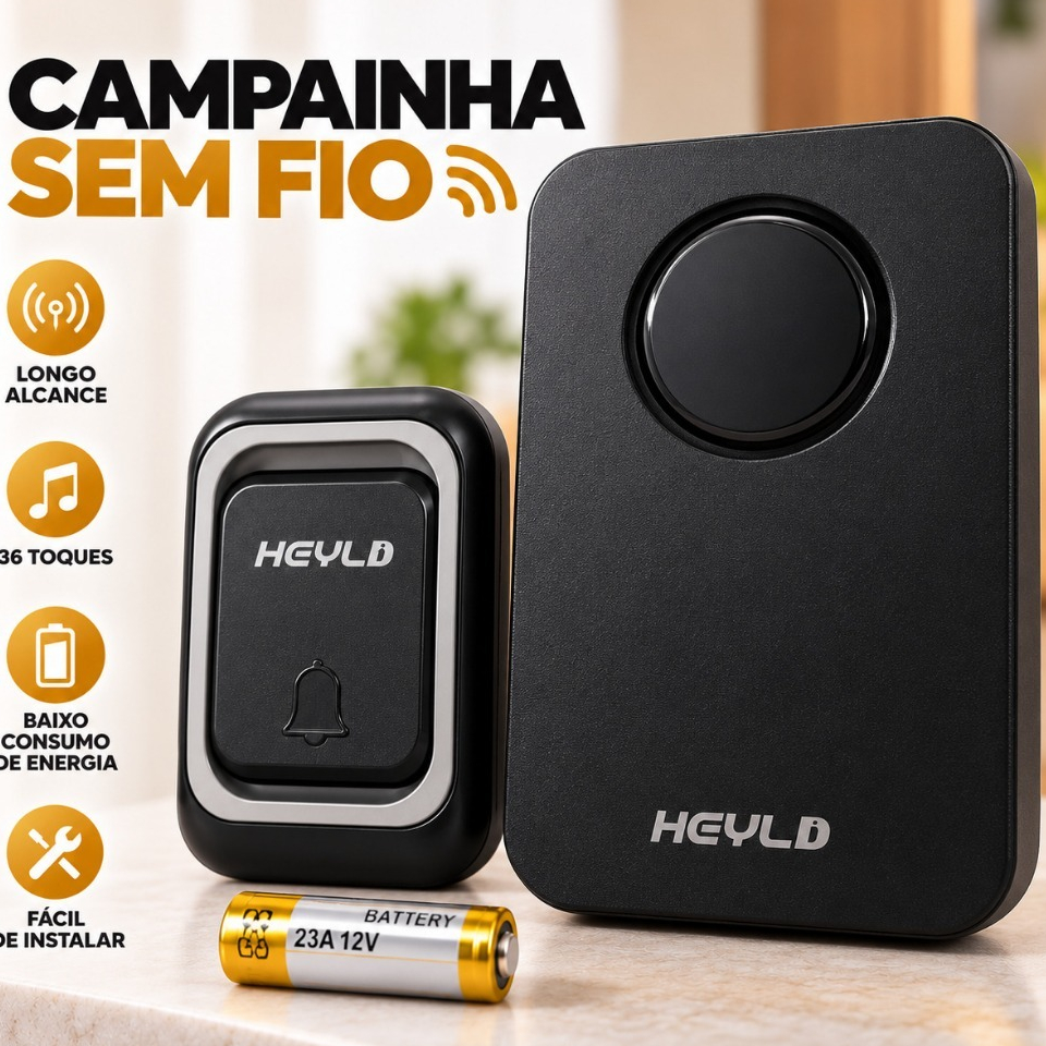 Campainha Residencial Sem Fio Prova Casa  Longo Alcance  Segurança Comercial