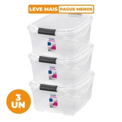 Kit Caixa Organizadora Transparente 20L Flex 3 Peças Sanremo