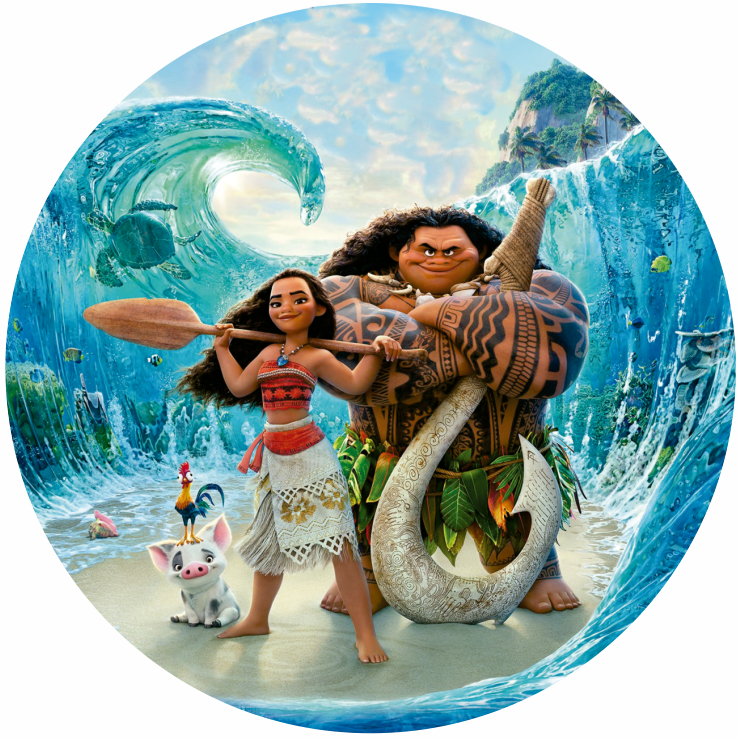 Painel Redondo Moana 150x150 e 50x50 cm Tecido Sublimado Com Elástico Moana - PNR-718