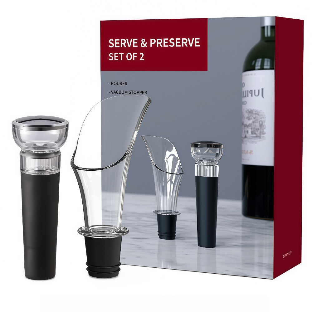 Kit Bico Aerador + Tampa a Vacuo Para Vinho e Champagne Envio Imediato