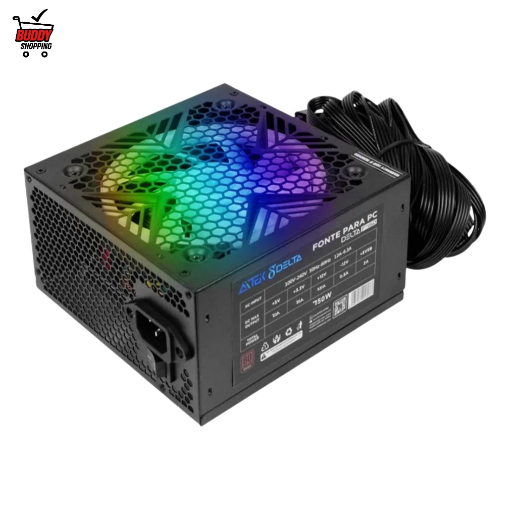 FONTE DE ALIMENTAÇÃO PC BIVOLT | Delta 80 Plus Bronze RGB ATX 550W/650W/750W Gamer em Oferta na Shopee