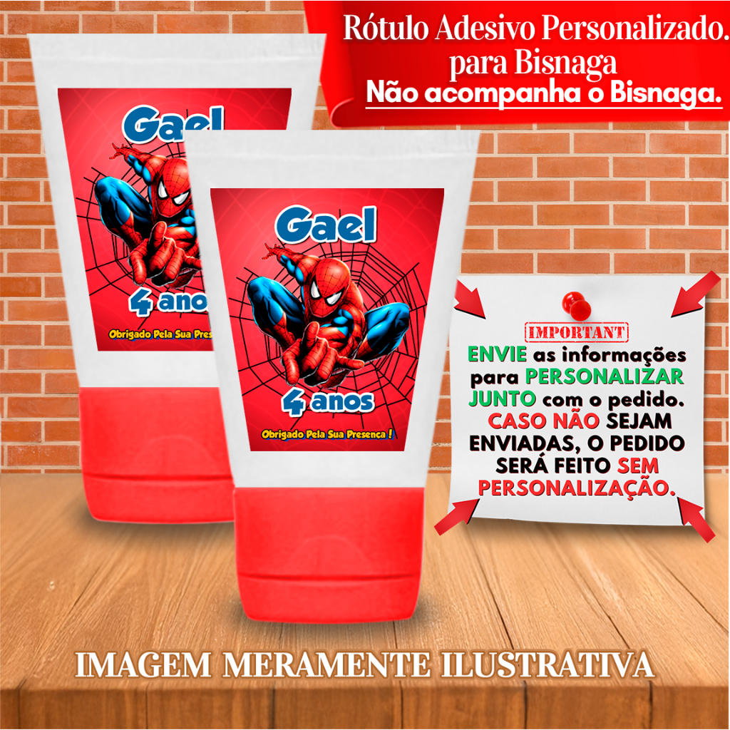 Adesivos Personalizadas Homem Aranha - indicados para Bisnaga 30ml