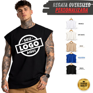 Camiseta Regata Oversized Personalizada Logo Academia Sua Estampa Aqui