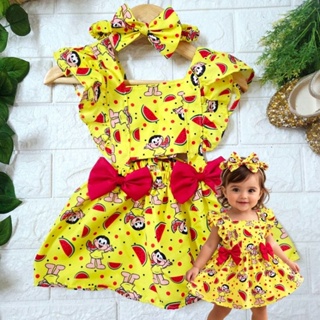 Vestido Salopete Romper Short Jardineira Luxo Magali Melancia Aniversário ( 1 a 2 anos / 9 a 18 meses  Regulável) em Oferta na Shopee
