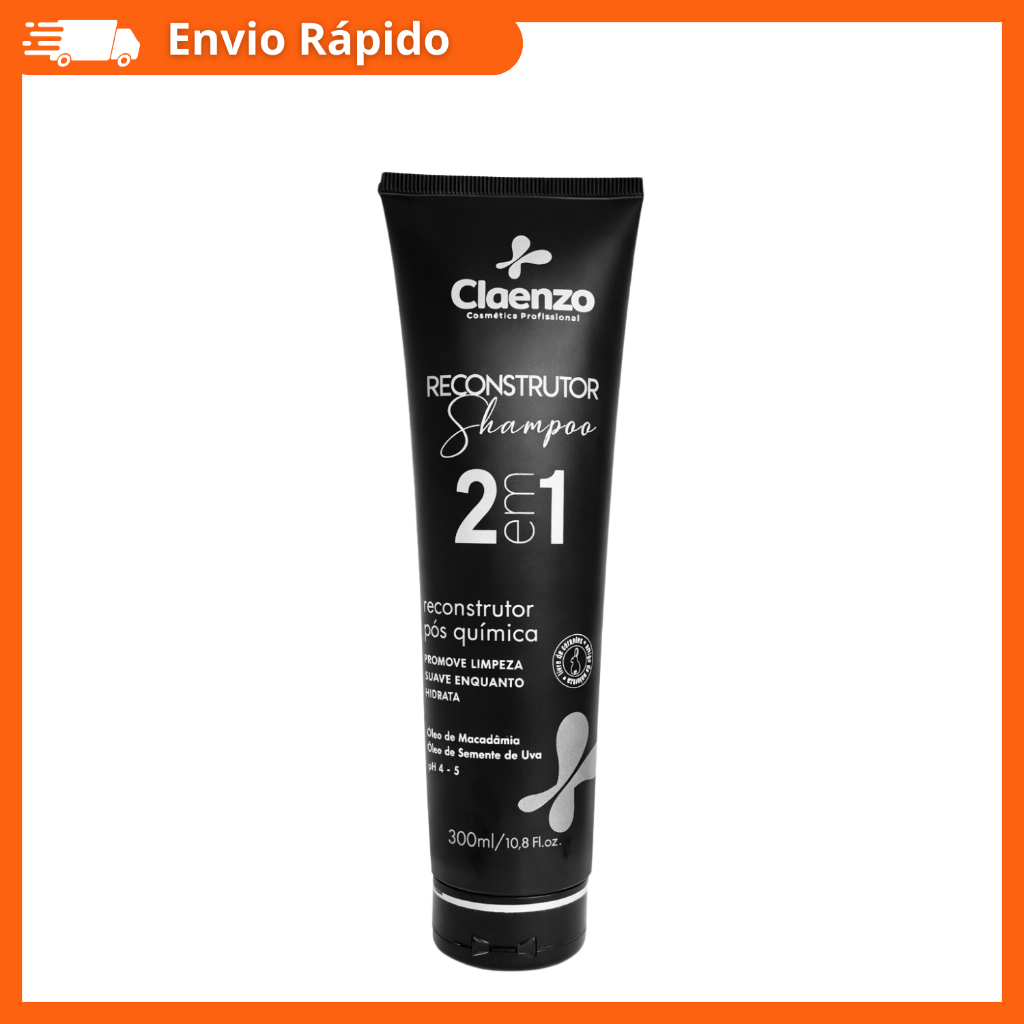 Shampoo Reconstrutor Claenzo 2 em 1 300ML Macadâmia e Semente de Uva