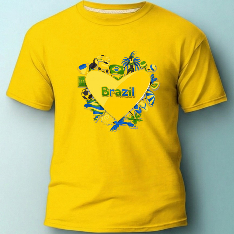 Camiseta Brasil Unissex Copa Do Mundo 2026 Adulto E Infantil Blusa Camisa Básica 100% Algodão Homem E Mulher