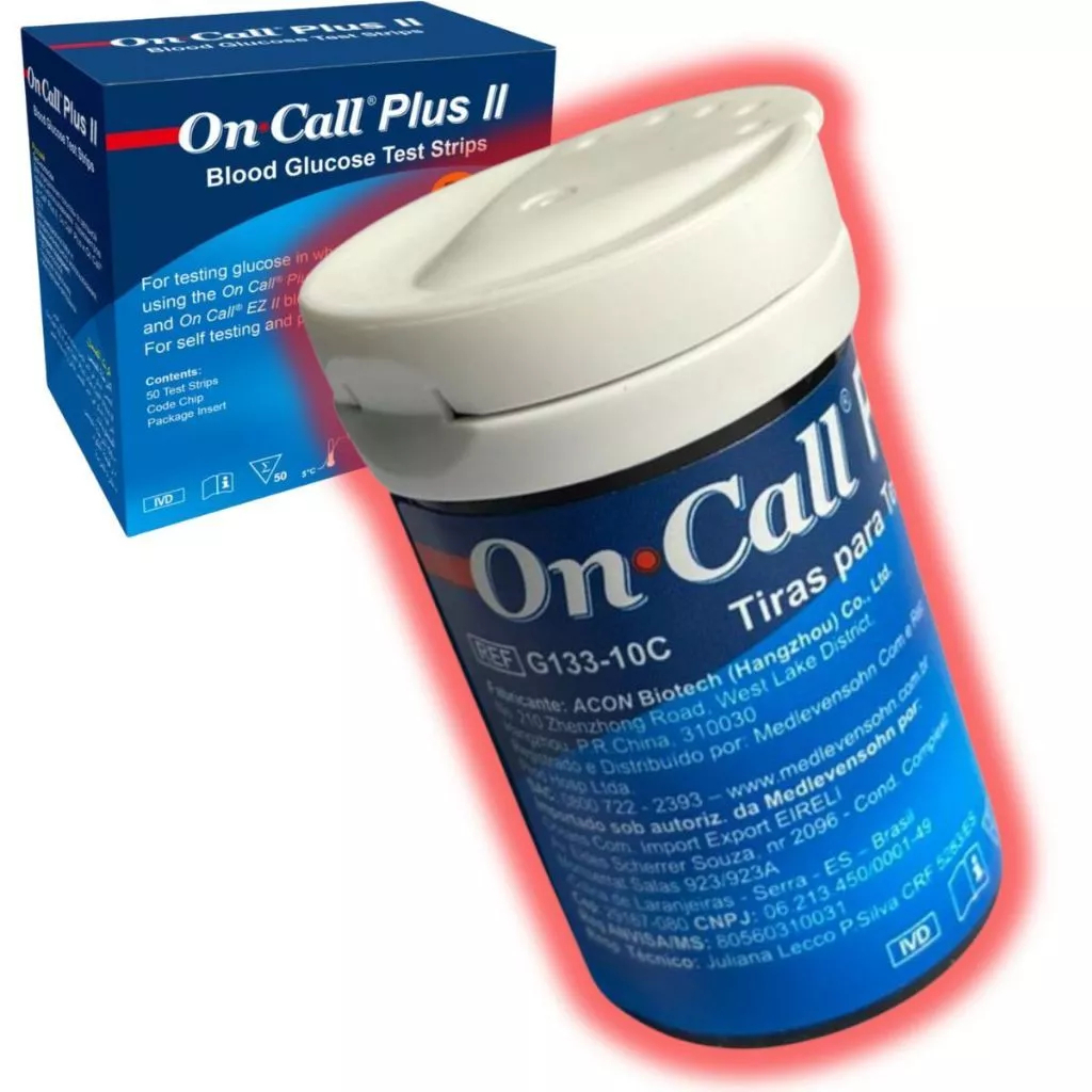 TIRAS DE TESTE DE GLICOSE FITA DE GLICEMIA ON CALL PLUS II  C/ 01 CX 50 TIRAS em Oferta na Shopee