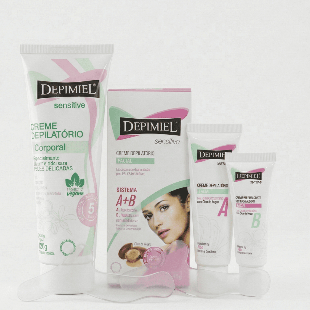 Kit Creme Depilatório Corporal Sensitive Argan 120g + Creme Depilatório Facial A+b - Depimiel 45g