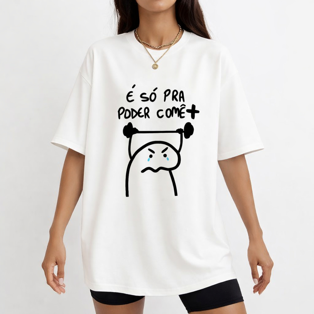 Camiseta Oversized Feminina Treino Academia Estampada Streetwear Confortável