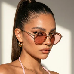 Óculos de Sol Rosa Degrade Redondo Premium Tendencia Blogueira Luxo Em Alta Virginia uv400 Feminino