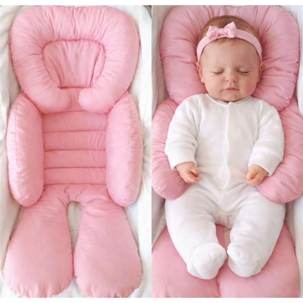 Colchonete Redutor Almofada para Bebê Conforto Apoio de Corpo Acolchoado Macio Microfibra Rosa bebe