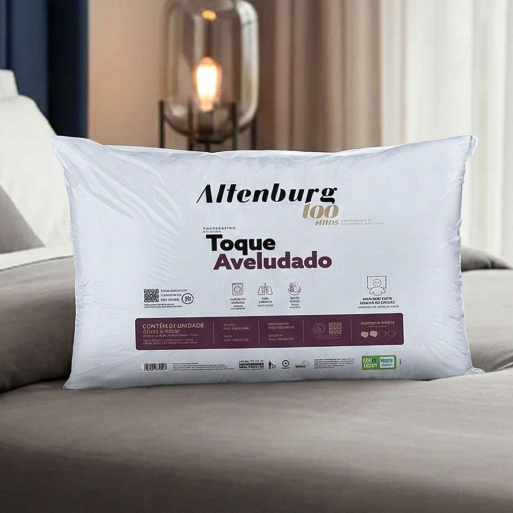 Travesseiro Altenburg Toque Aveludado Suporte Médio Antialérgico Macio Lavável
