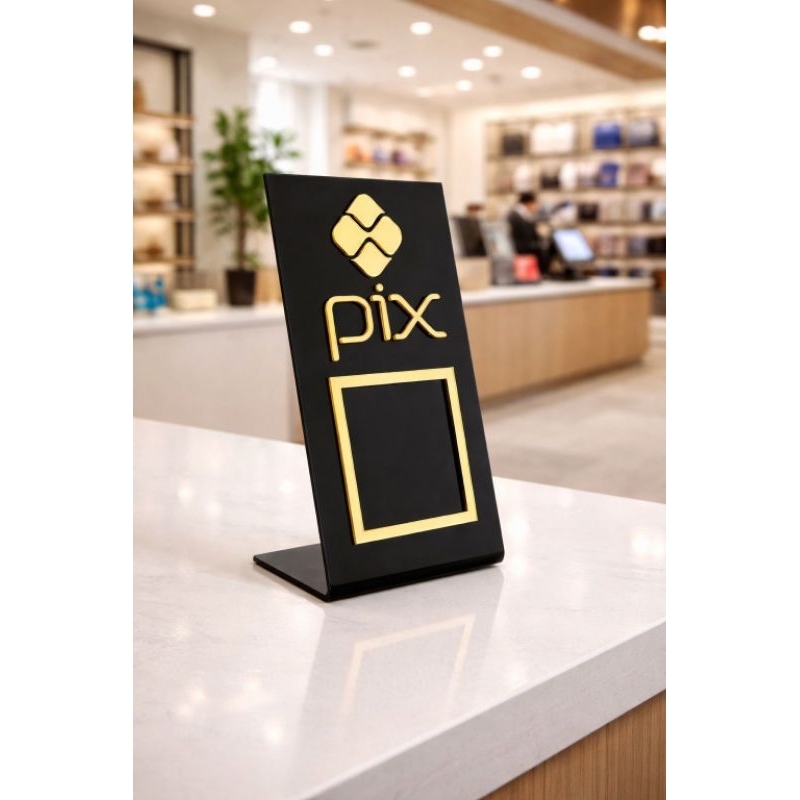 Placa Pix Acrílico Display QR Code para Pagamento – Placa de Mesa Personalizada