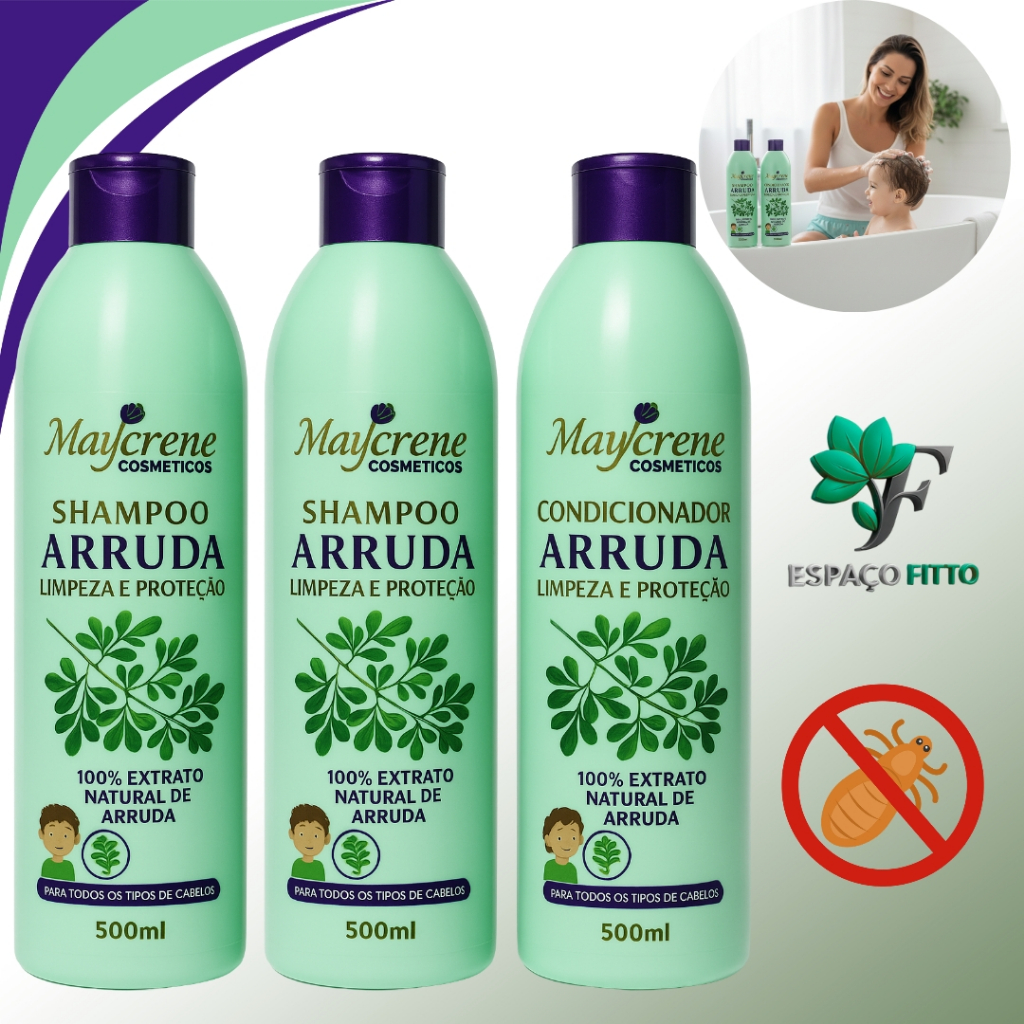 Kit Arruda Maycrene (2 Shampoos e 1 Condicionador) limpeza e proteção
