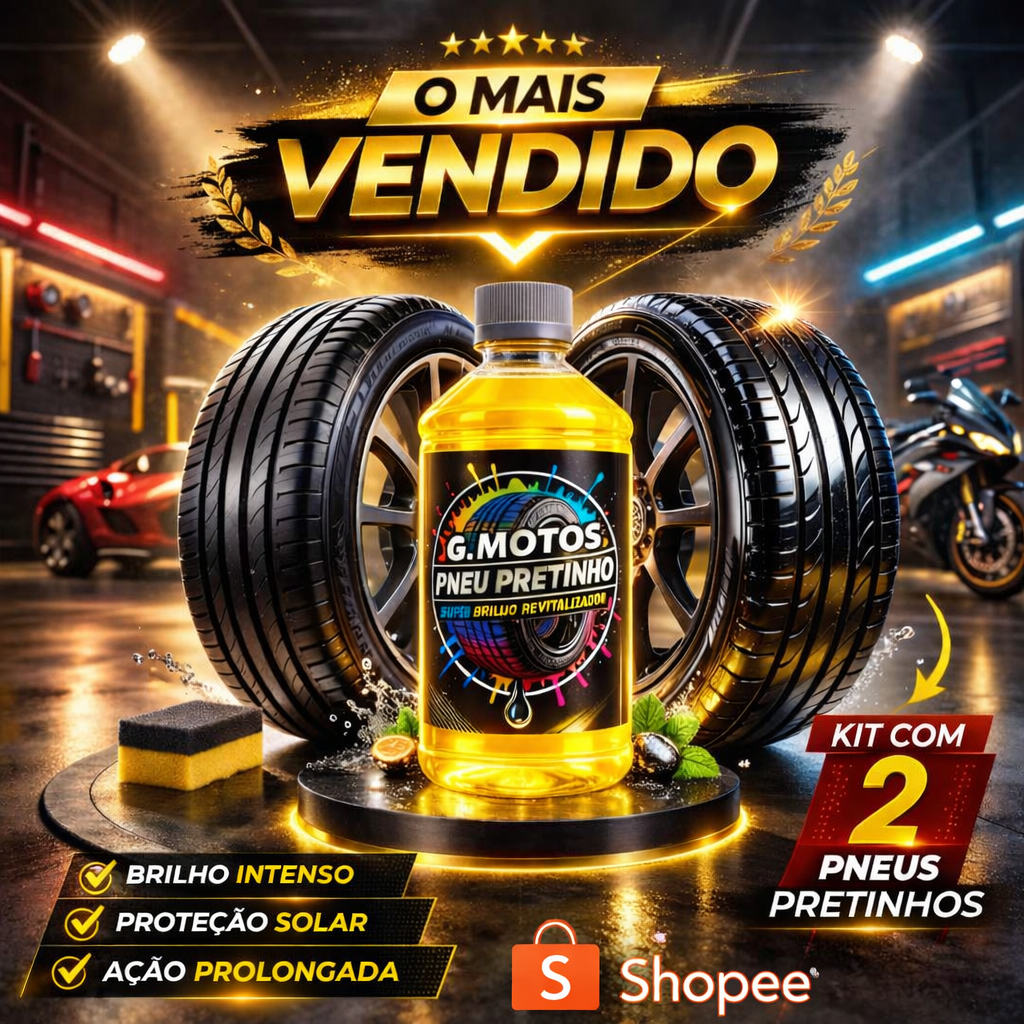 kit 2 Pretinho 500ML CADA - Baba De Camelo Limpa Pneu Fórmula Gel Rende Muito - Leve Mais Por Menos
