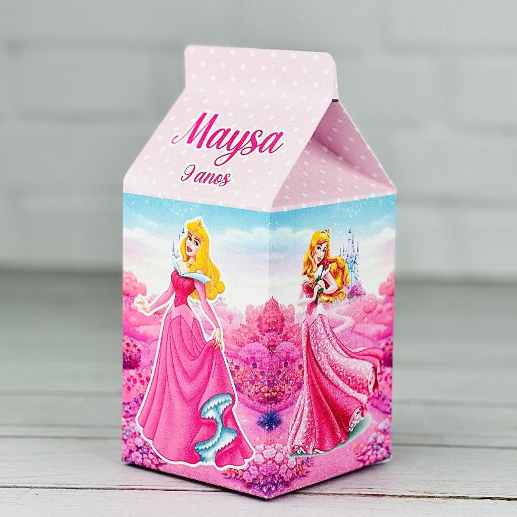 Caixinha Princesa Aurora | Caixa Milk Personalizada Com Nome | Mimos Aniversário Lembrancinhas Personalizados Kit Festa