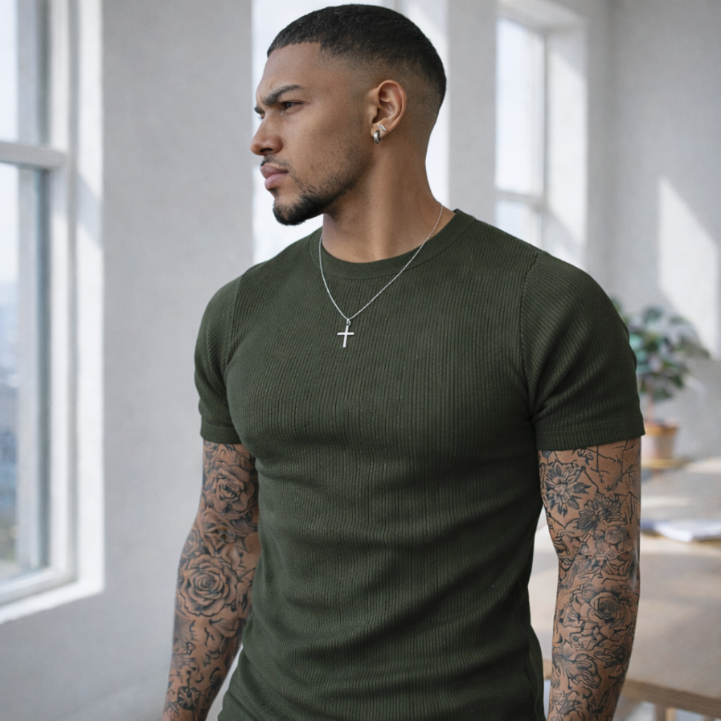 Camiseta Camisa Masculina Basica Estilo Gringo Americana Casual Justa ao Corpo Unidade e Kit