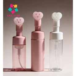 ANA 1108 Frasco PUMP COM ESCOVA DE SILICONE PARA LIMPEZA FACIAL SKINCARE 100MLRosa/150MLRosa/Branco