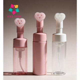 ANA 1108 Frasco PUMP COM ESCOVA DE SILICONE PARA LIMPEZA FACIAL SKINCARE 100MLRosa/150MLR…
