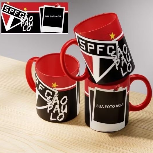 Caneca De Porcelana Personalizada Estampa Do São Paulo Com Sua Foto Xícara Perfeita Para Presente