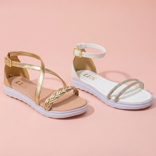 Kit 2 Pares Sandália Infantil Menina Feminina 28 ao 36 Dourada Preto Branco Strass Brilhante Escolar Casual em Oferta na Shopee