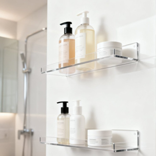 Prateleira Acrílico Flutuante Transparente Invisível Parede Decoração Livros Planta Banheiro Cozinha em Oferta na Shopee