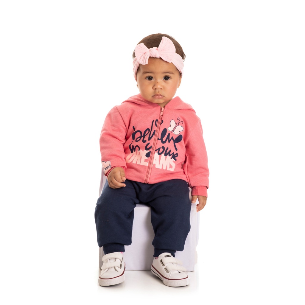 Conjunto Infantil Moletom com Capuz e Zíper – Bebê – Sortido - Inverno