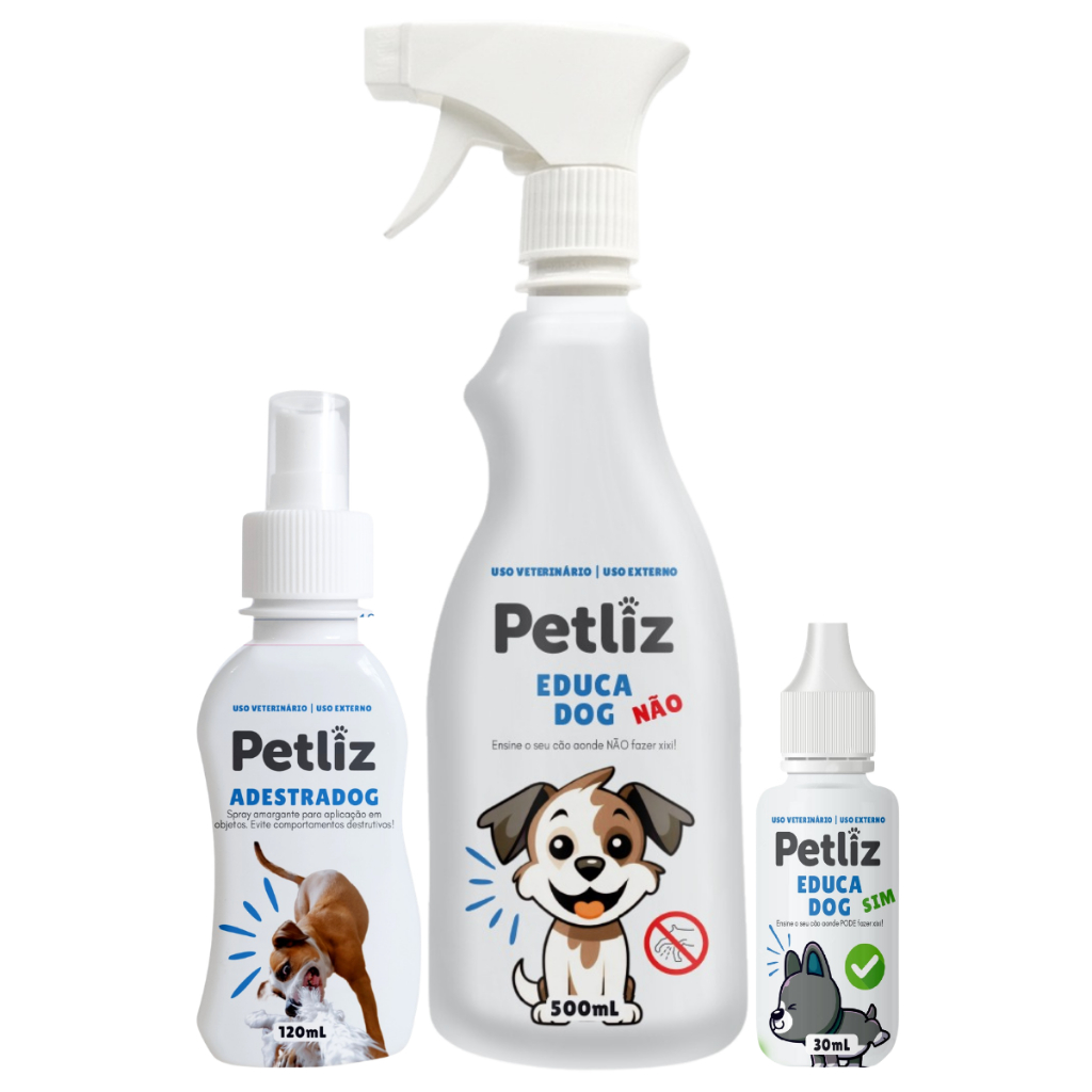 Kit Educador Sanitário Xixi no Lugar Certo/Errado e Adestrador Anti Mordida para Cachorro Petliz