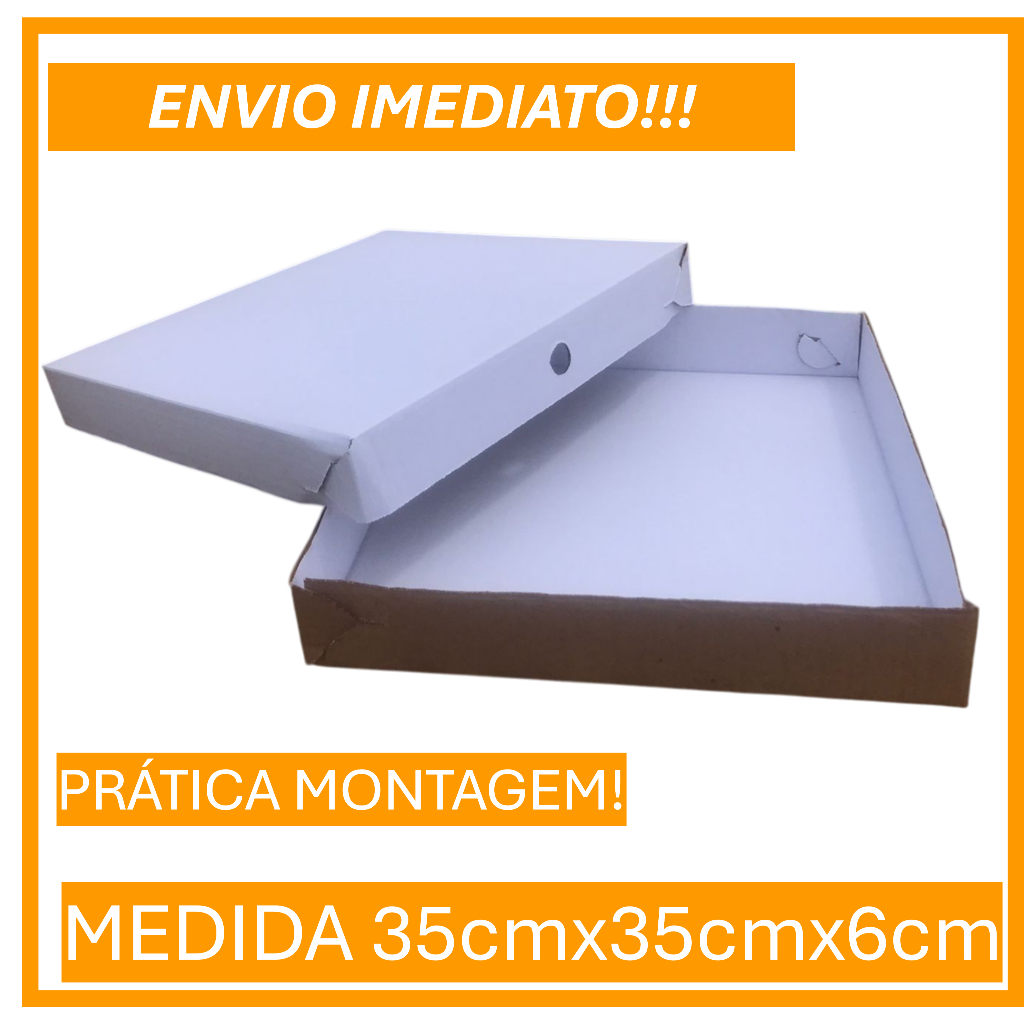 Caixa 35x35x6 - Branca Para 100 Doces e Salgados - Embalagem de Papelão Para Transporte de Alimentos