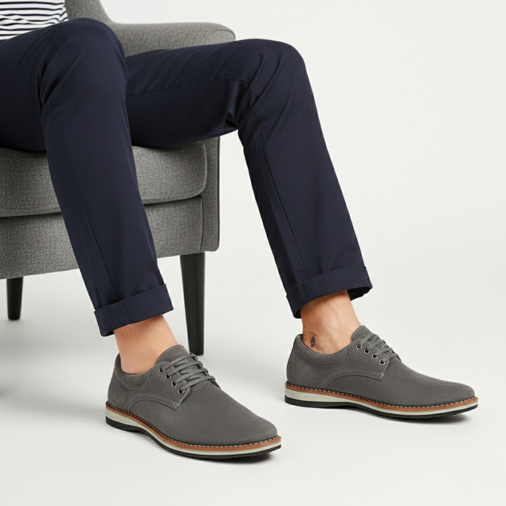 Sapato Social Masculino Casual Camurça Premium Estiloso Moderno Conforto Couro