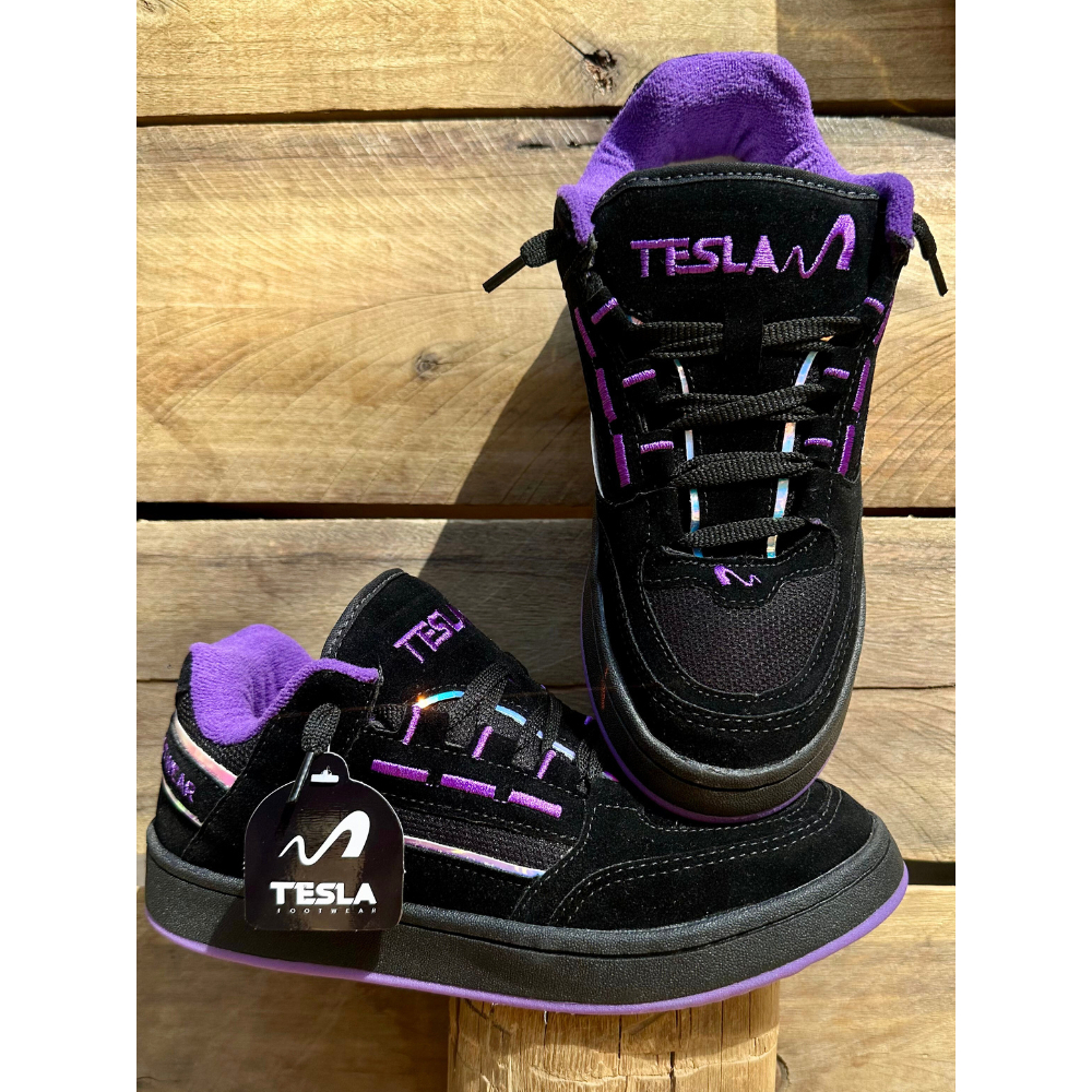 Tênis Tesla Coil Masculino Casual Esportivo Couro Carmurça Reflect White Black Skate