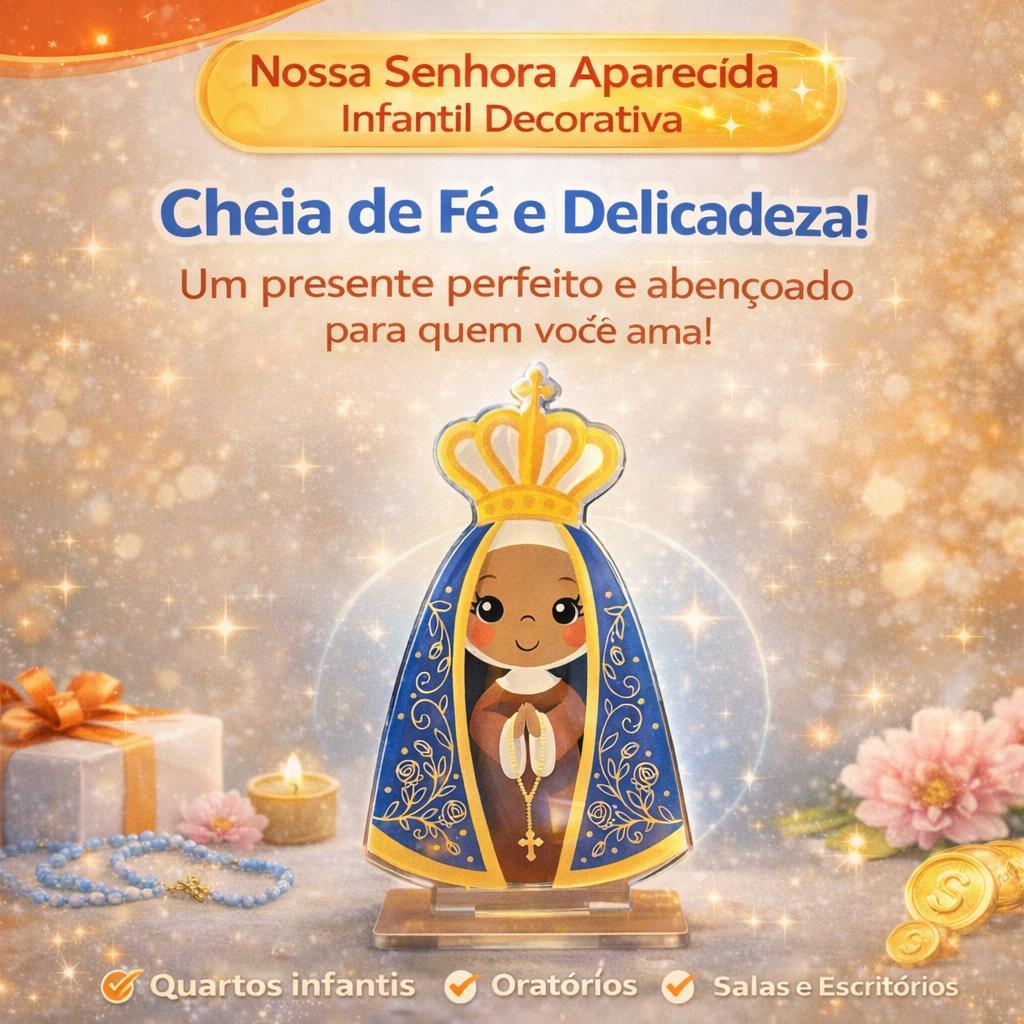 Nossa Senhora Aparecida em Acrílico Decorativa para Cantinho de Fé