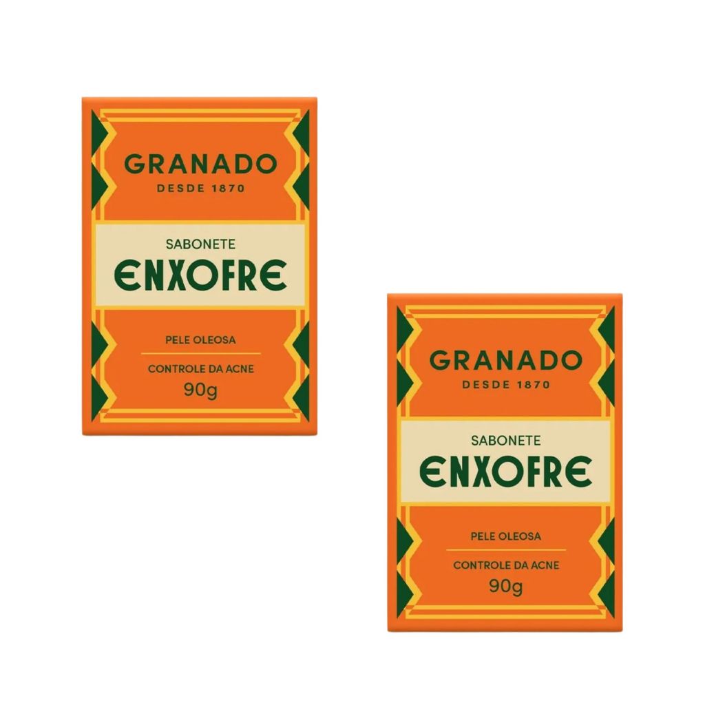 Kit 2 Sabonete Enxofre Em Barra 90gr Para Pele Oleosa Limpeza Profunda