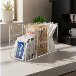 Porta Sachês Açúcar de Acrílico Triplo 3 Divisórias Cantinho Café Adoçante Mexedor em Oferta na Shopee