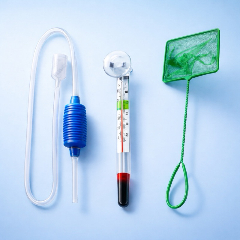 Kit Sifão para Limpeza - Termometro de Vidro com Ventosa e Rede em Oferta na Shopee